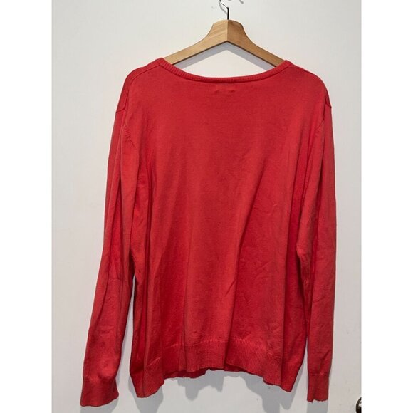 L.L.Bean Womens Red Button-Front Cardigan 2X Cotton Blend Lightweight Sweater - Picture 4 of 8